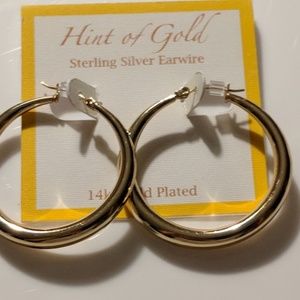 Touch of Silver "Hint of Gold" 1.5" Hoop Earrings